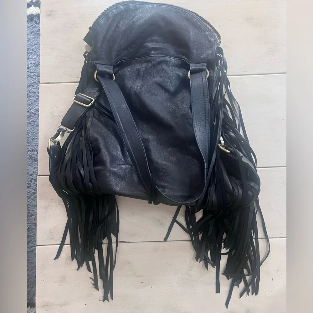 Fringe Nappa Leather Hobo Bag